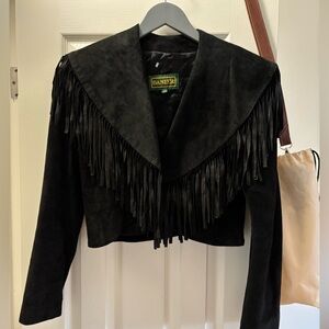 Danier fringed cropped suede jacket